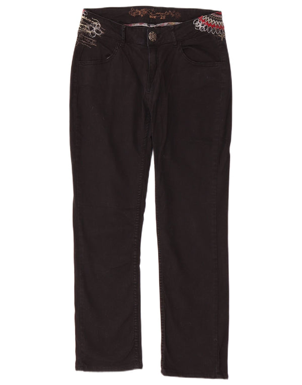 Γυναικείο ίσιο casual παντελόνι DESIGUAL W28 L26 μαύρο βαμβακερό