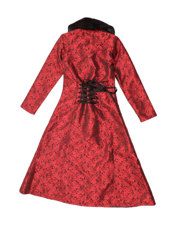 EMP Γυναικείο παλτό Gothicana με διπλό στήθος UK 10 Small Red Floral Polyester
