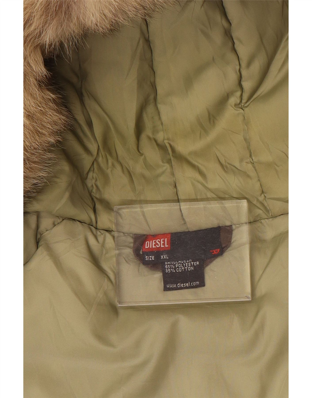 Ανδρικό παλτό DIESEL με κουκούλα με επένδυση UK 44 2XL καφέ πολυεστέρας