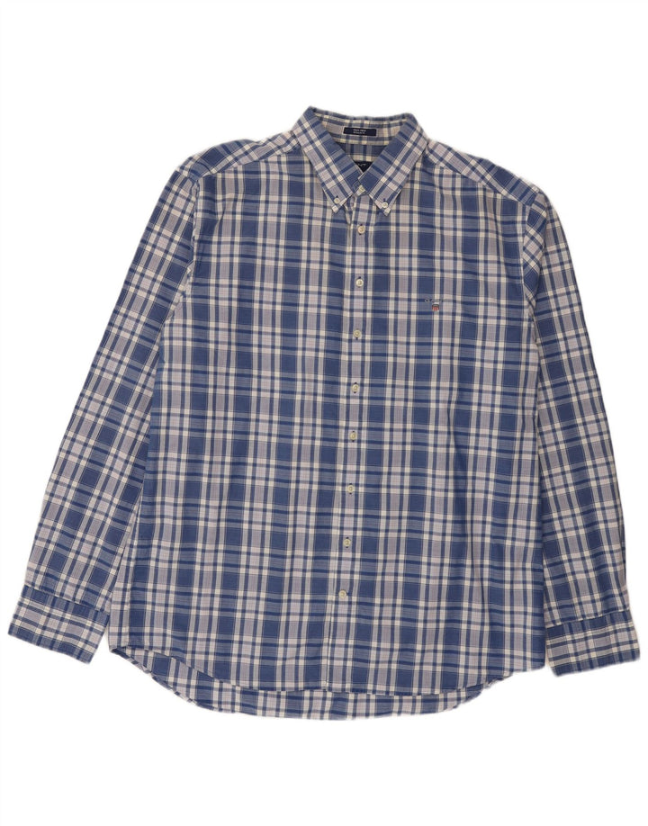 Ανδρικό πουκάμισο Gant Μέγεθος 45/46 18 2XL Blue Check Cotton