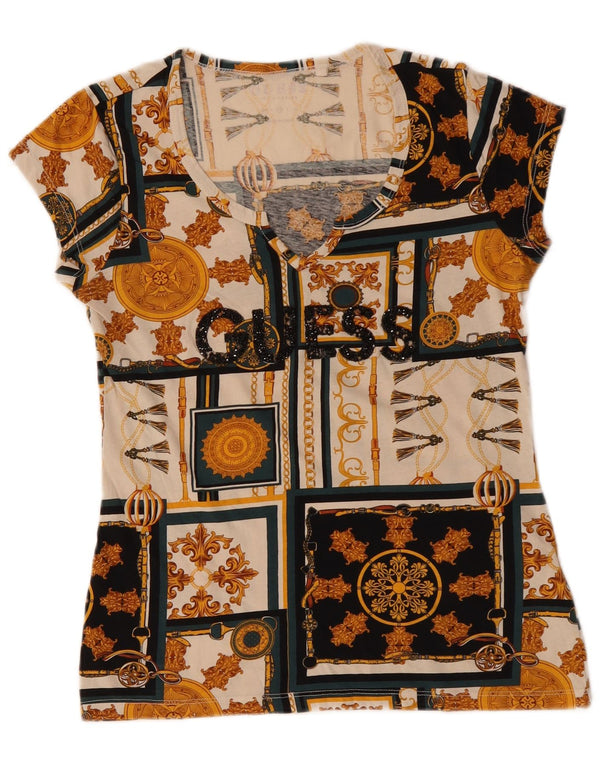 Γυναικείο γραφικό μπλουζάκι Guess Top UK 12 Medium πολύχρωμο