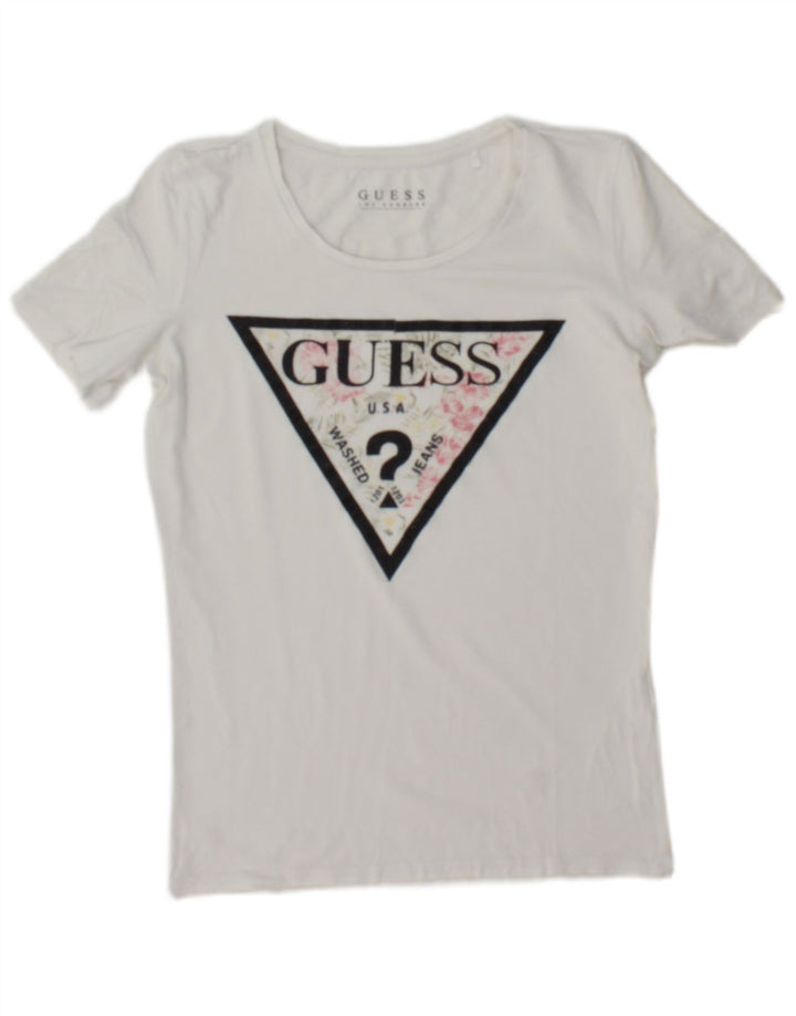 Guess Γυναικείο Graphic T-Shirt Τοπ UK 12 Medium Λευκό