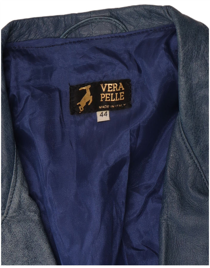 Vintage Γυναικείο Δερμάτινο Μπουφάν IT 44 Medium Blue Leather