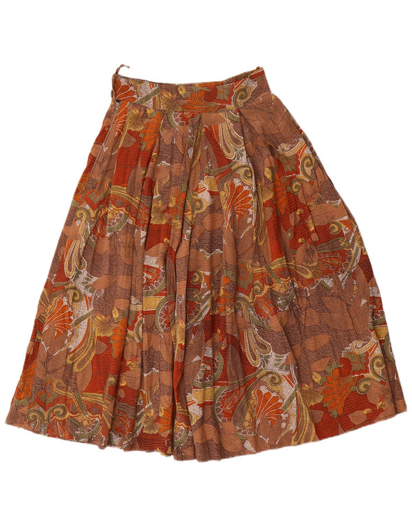 Vintage Γυναικεία Πλισέ Φούστα W24 XS Καφέ Floral