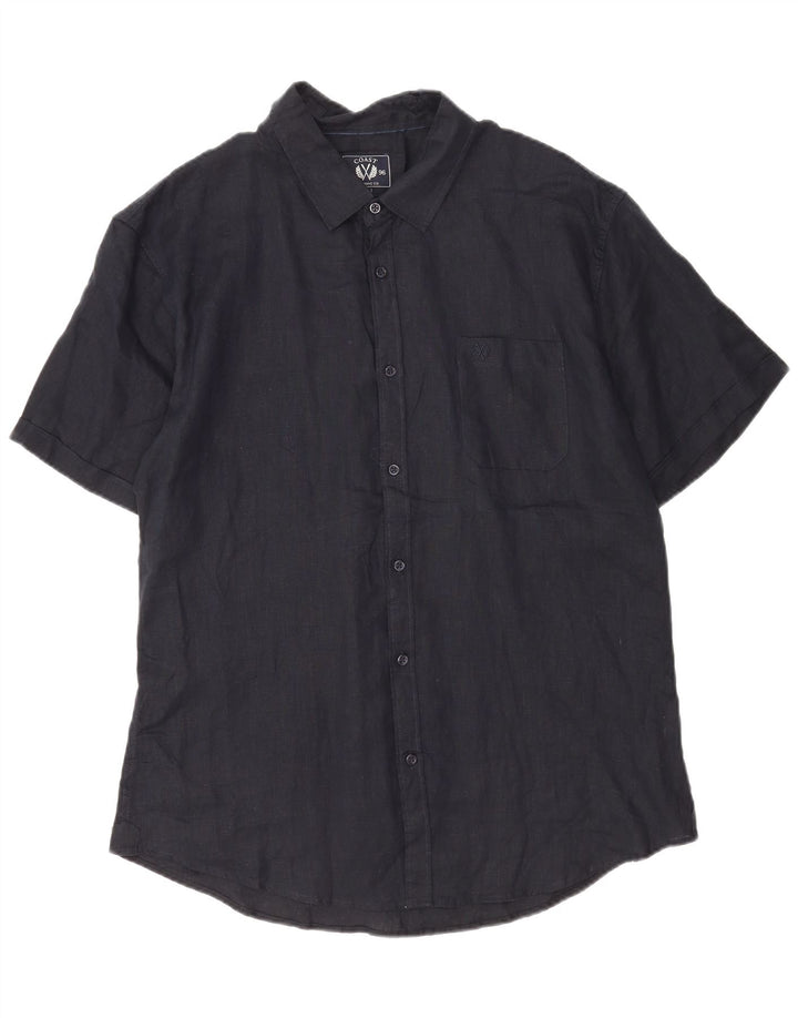 Ανδρικό κοντομάνικο πουκάμισο Coast 2XL Navy Blue λινό