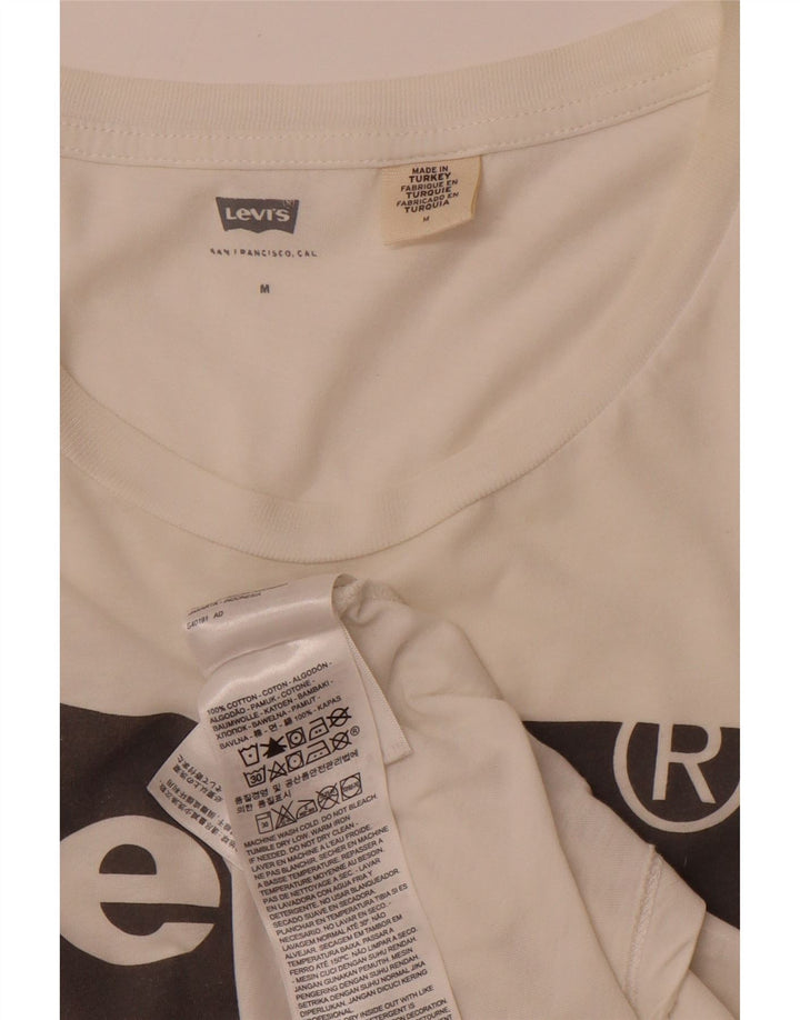 Γυναικείο γραφικό μπλουζάκι LEVI'S Top UK 12 μεσαίο λευκό βαμβακερό