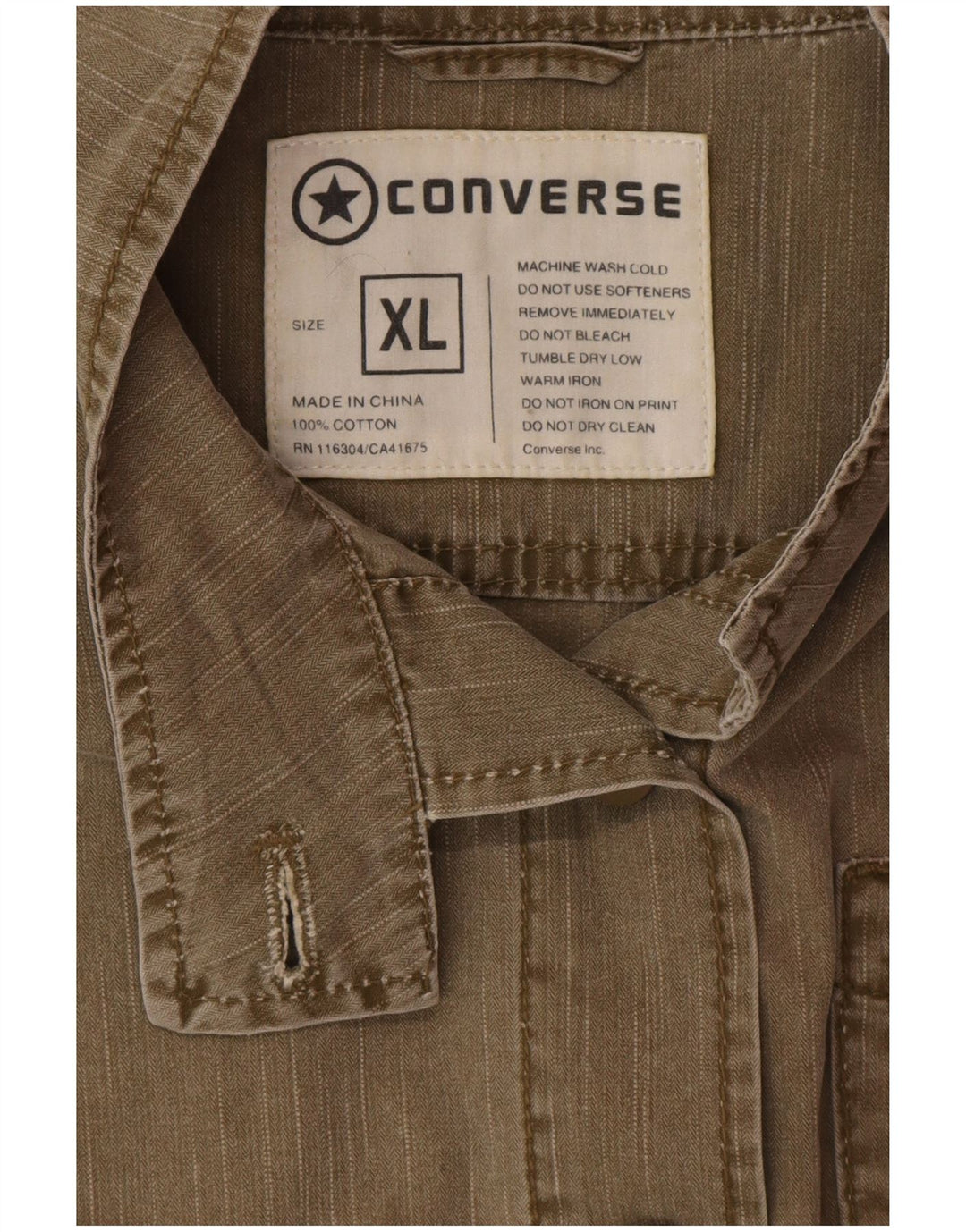 CONVERSE Γυναικείο Utility Jacket UK 18 XL Khaki Cotton