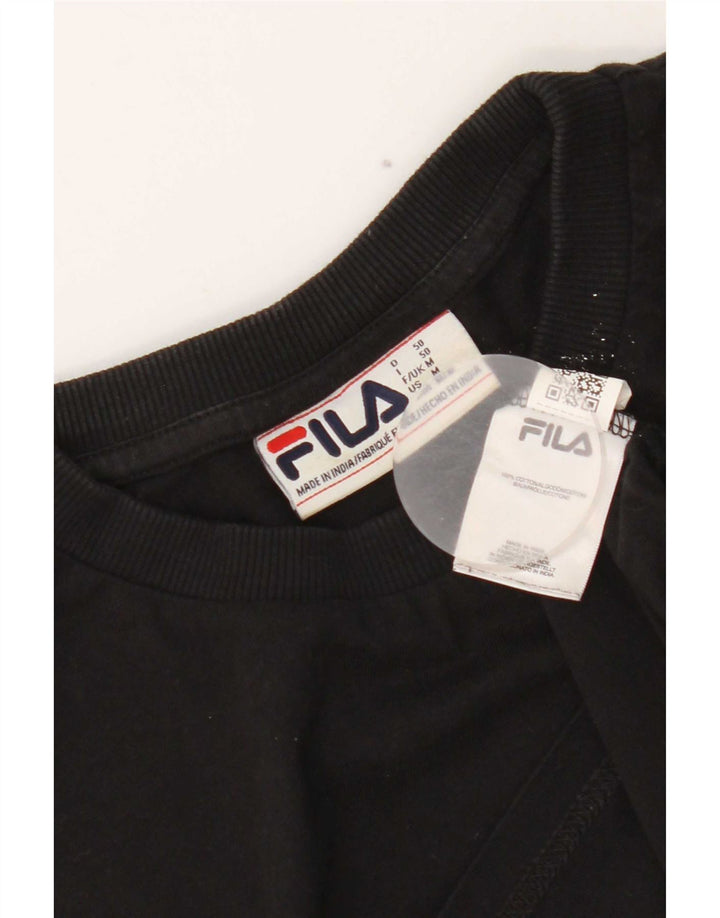 Ανδρικό γραφικό T-Shirt Fila Top Μεσαίο μαύρο βαμβακερό