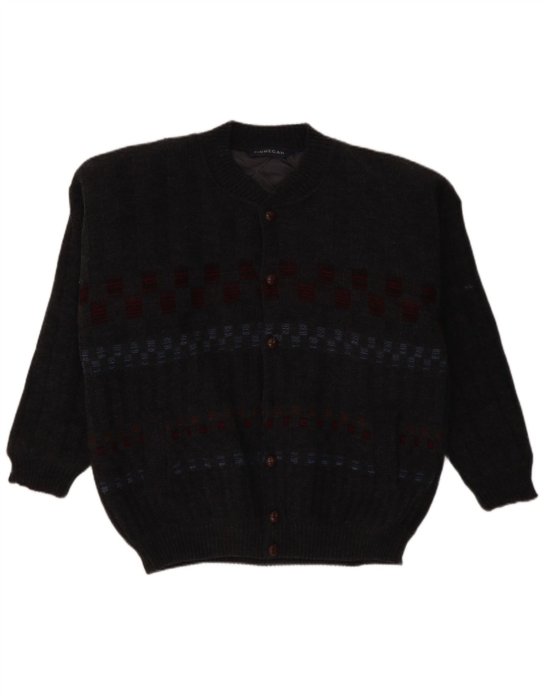 Ανδρικό πουλόβερ ζακέτα FINNEGAN Μεγάλο Γκρι Γεωμετρικό Ακρυλικό