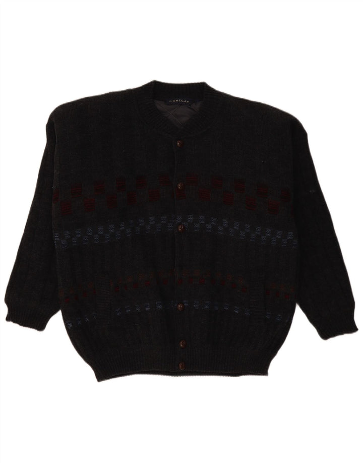 Ανδρικό πουλόβερ ζακέτα FINNEGAN Μεγάλο Γκρι Γεωμετρικό Ακρυλικό