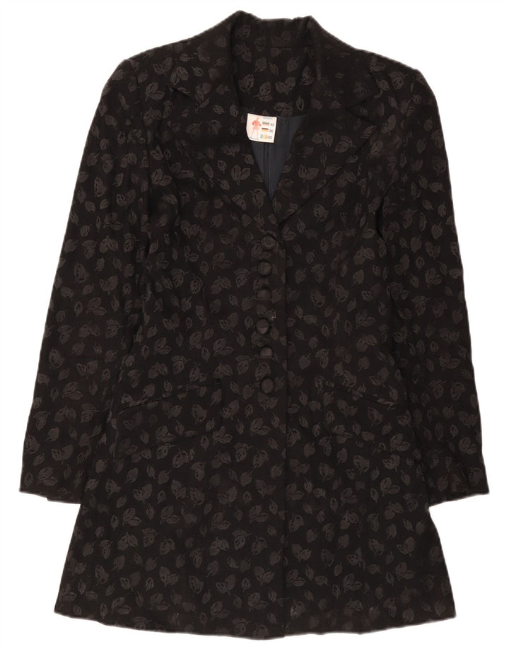 Vintage Γυναικείο Longline με 6 κουμπιά σακάκι IT 40 Small Black Floral