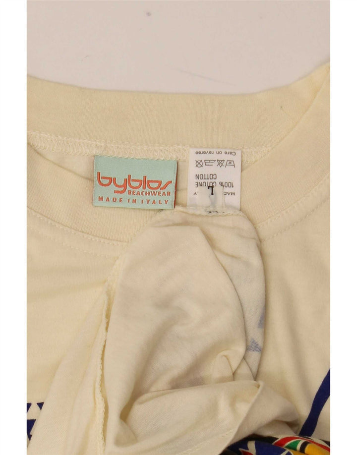 Ανδρικό γραφικό T-Shirt Byblos Top Large Beige Βαμβακερό