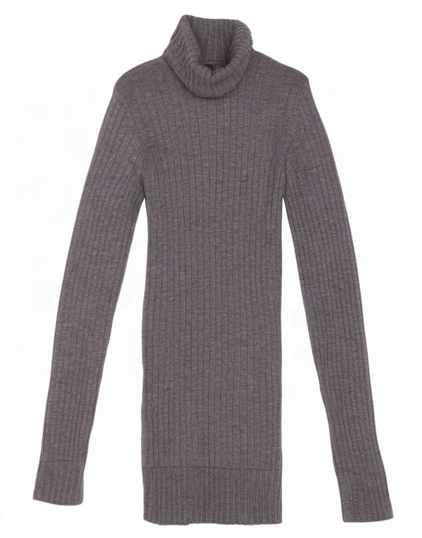 Zara Γυναικείο πουλόβερ με ρολό λαιμόκοψη UK 8 Small Grey Wool