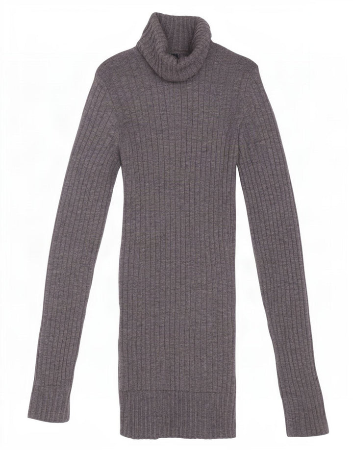 Zara Γυναικείο πουλόβερ με ρολό λαιμόκοψη UK 8 Small Grey Wool