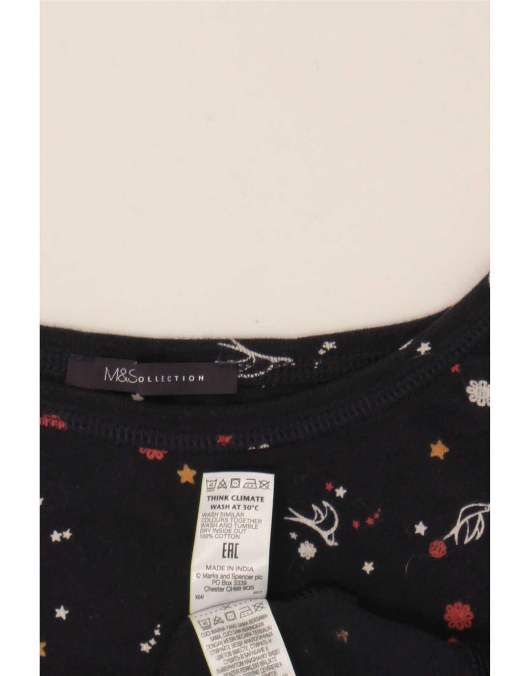Marks & Spencer Womens Abstract Pattern Top 3/4 Sleeve UK 20 2XL Navy Blue