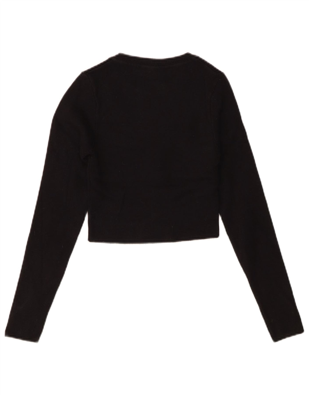 Zara Γυναικείο Crop Top μακρυμάνικο UK 8 Small Black Viscose
