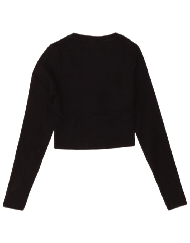 Zara Γυναικείο Crop Top μακρυμάνικο UK 8 Small Black Viscose