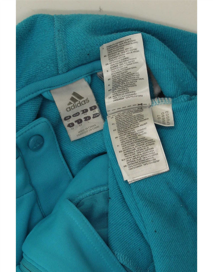 Adidas γυναικείο πουλόβερ με κουκούλα με φερμουάρ UK 12 μεσαίο μπλε πολυεστέρας