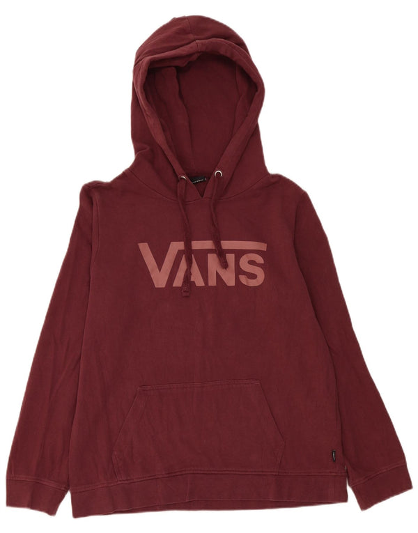 Vans Womens Graphic Hoodie Jumper UK 16 Large μπορντό βαμβακερό