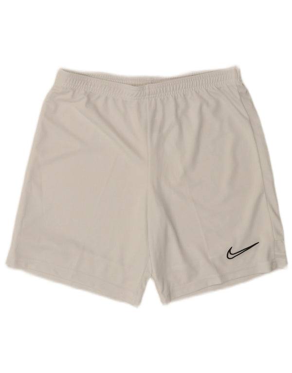 Ανδρικό αθλητικό σορτς NIKE Dri Fit από μεσαίο λευκό πολυεστέρα