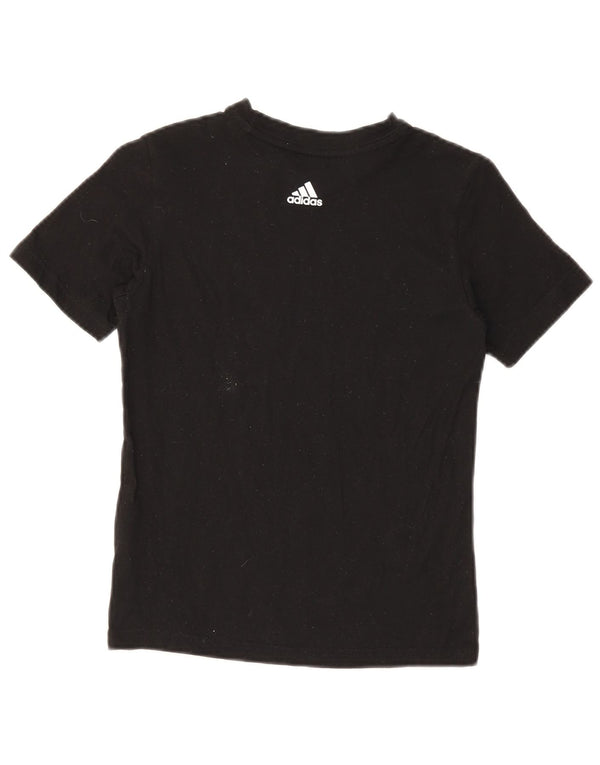 Γραφικό T-Shirt Adidas Boys Top 9-10 ετών μαύρο βαμβακερό