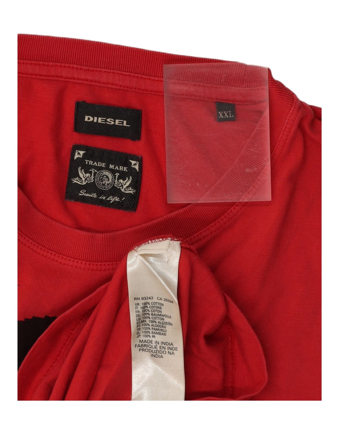 Ανδρικό γραφικό T-Shirt DIESEL Top 2XL Κόκκινο βαμβακερό