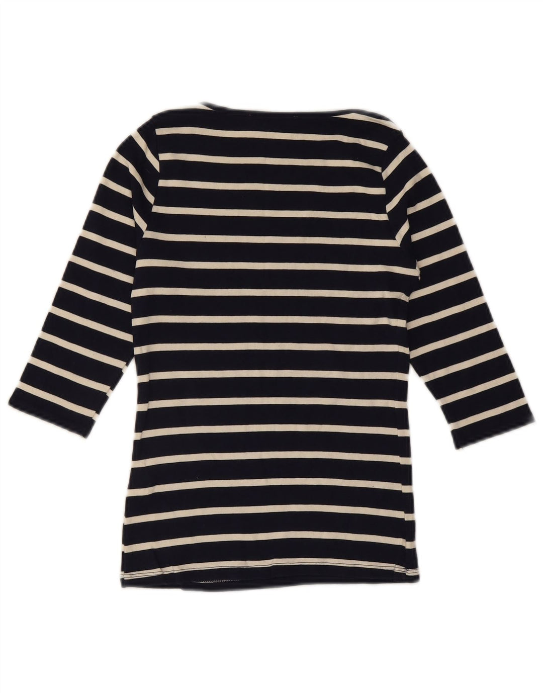 ZARA Γυναικείο τοπ 3/4 μανίκι UK 12 μεσαίο μπλε ναυτικό βαμβακερό ριγέ