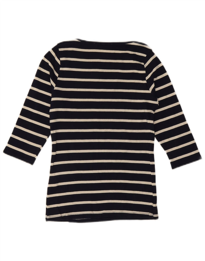ZARA Γυναικείο τοπ 3/4 μανίκι UK 12 μεσαίο μπλε ναυτικό βαμβακερό ριγέ