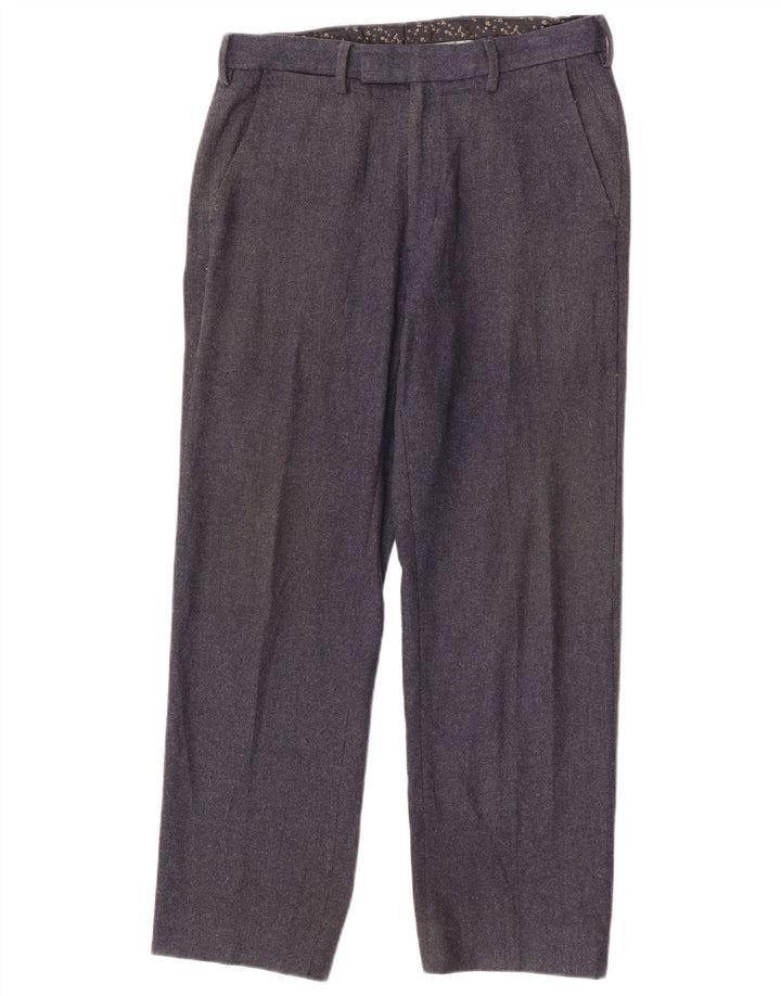 Ανδρικό ίσιο παντελόνι Marks & Spencer W30 L27 Navy Blue Wool