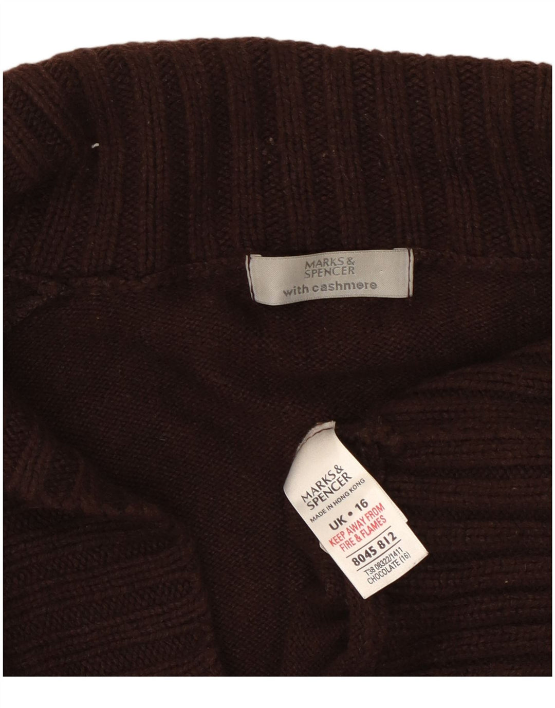 Marks & Spencer Γυναικείο πουλόβερ ζακέτα UK 16 μεγάλο καφέ βαμβακερό