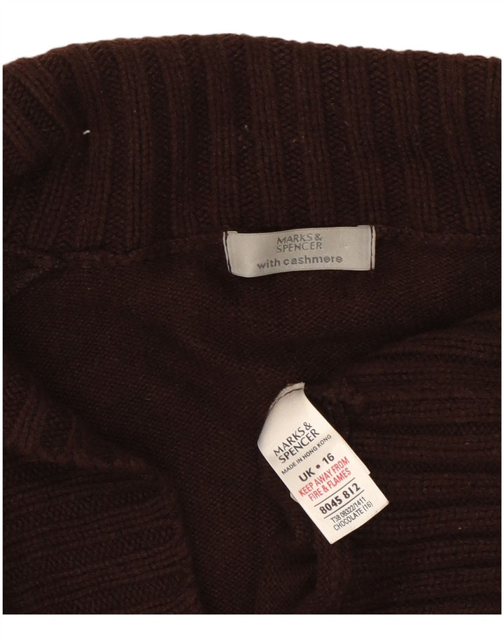 Marks & Spencer Γυναικείο πουλόβερ ζακέτα UK 16 μεγάλο καφέ βαμβακερό