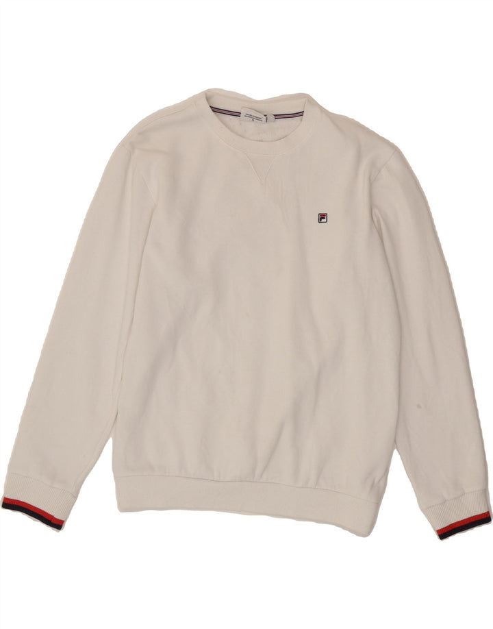 FILA Womens Oversized Sweatshirt Jumper UK 6 XS White Cotton Vintage Fila and Second-Hand Fila from Messina Hembry 