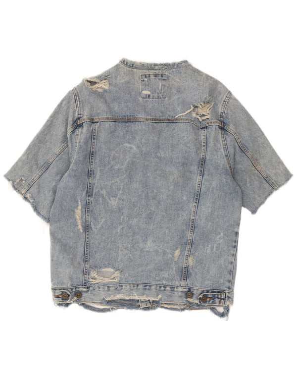Zara Ανδρικό τζιν μπουφάν με κοντό μανίκι UK 42 XL μπλε βαμβακερό