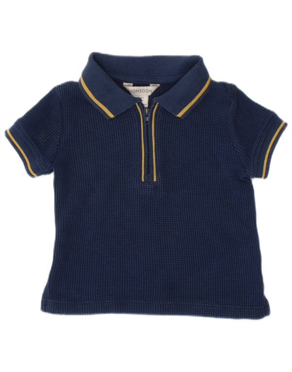 Μπλουζάκι πόλο Monsoon Baby Girls 18-24 μηνών Navy Blue Cotton