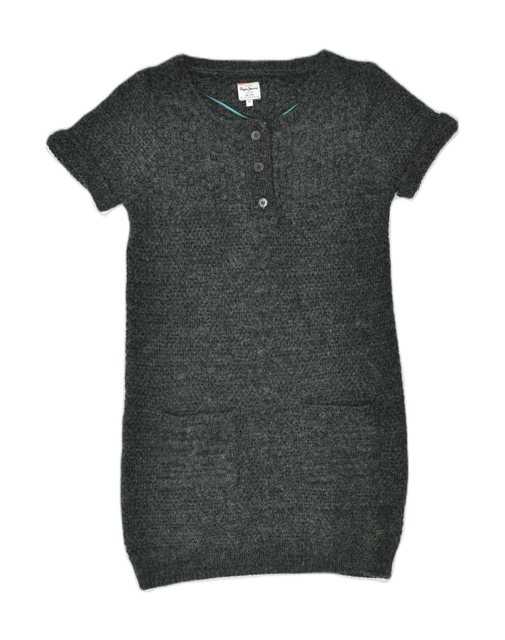 PEPE JEANS Womens Jumper Dress UK 12 Medium Green Acrylic | Vintage | Thrift | Second-Hand | Used Clothing | Messina Hembry 