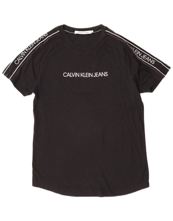 Calvin Klein Jeans Ανδρικό γραφικό T-Shirt Top μεγάλο μαύρο βαμβακερό