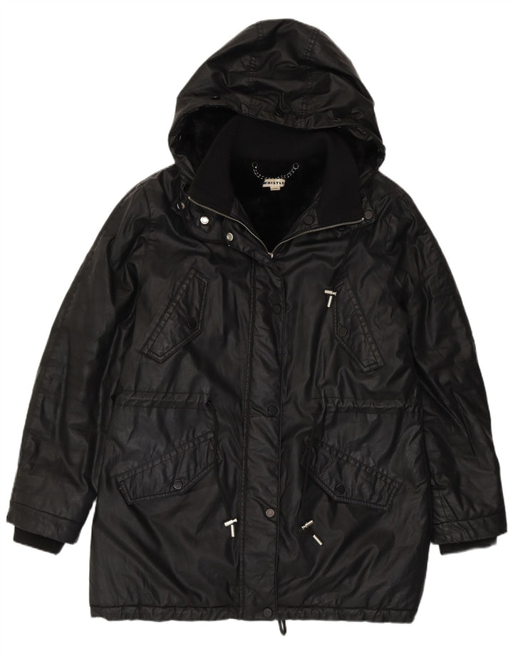 Whistle Γυναικείο μπουφάν με κουκούλα Sherpa Parka UK 10 Small Black