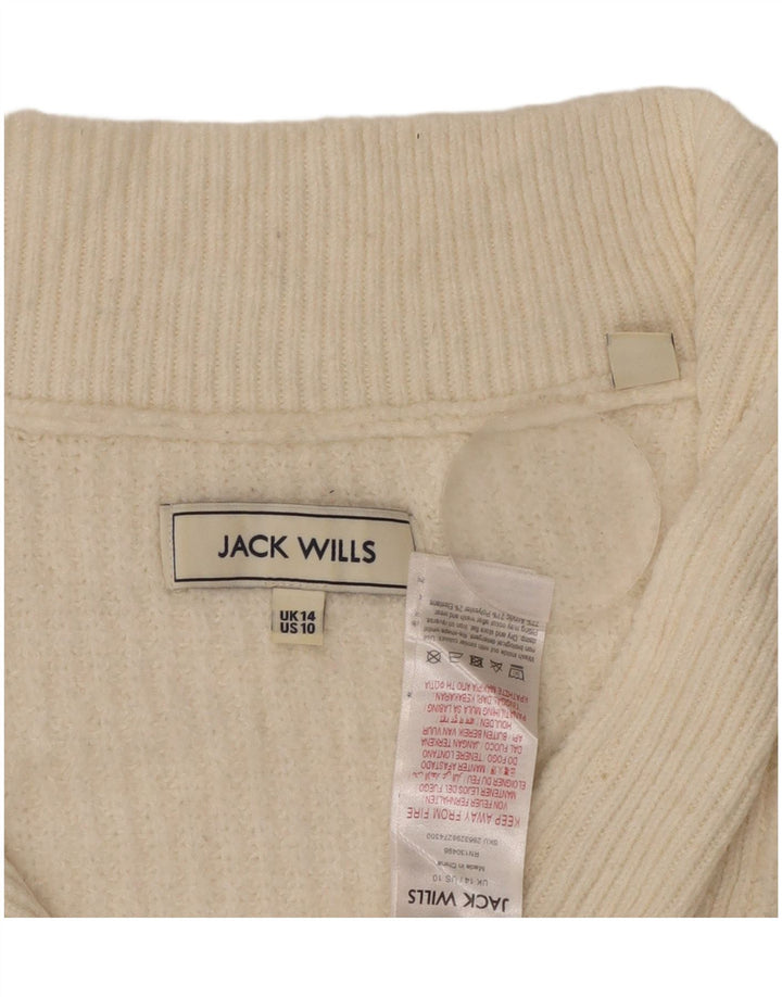 Jack Wills γυναικείο πουλόβερ με φερμουάρ UK 14 Μεγάλο σε ανοιχτό λευκό ακρυλικό