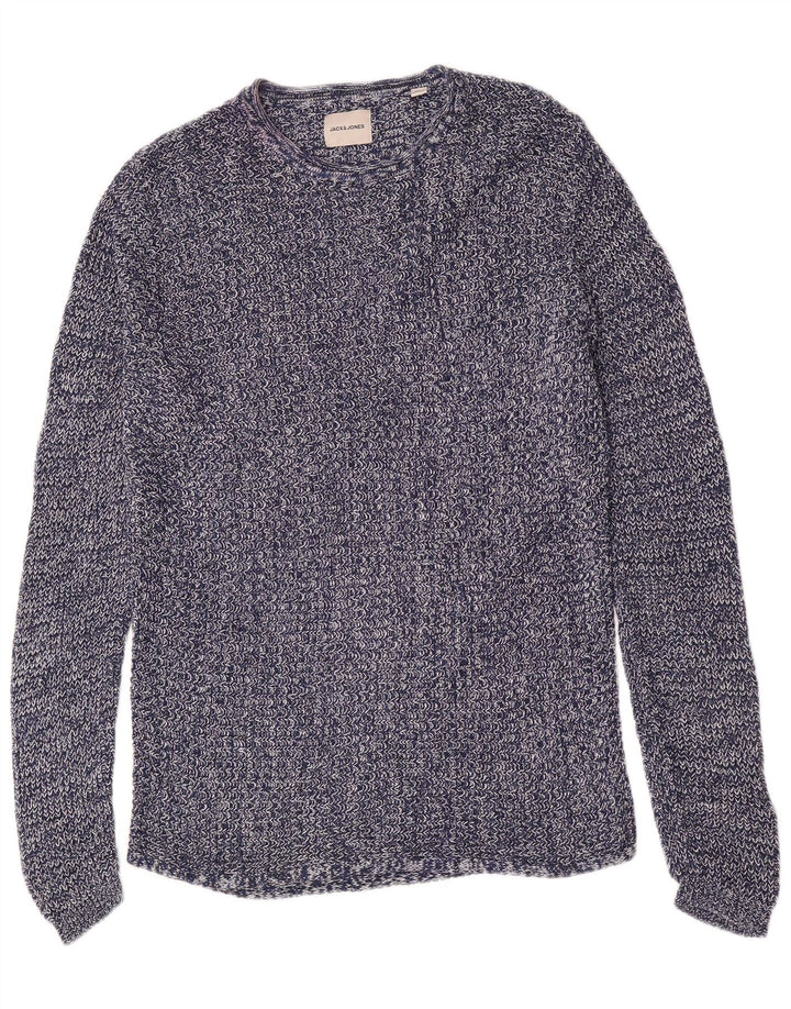 Jack & Jones Ανδρικό πουλόβερ με λαιμόκοψη μεσαίου μπλε βαμβακερό
