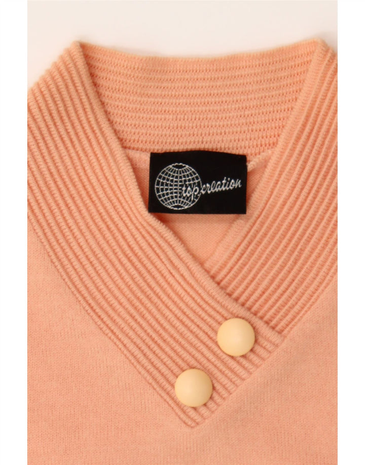 VINTAGE Womens V-Neck Jumper Sweater UK 12 Medium Orange Polyacrylic Vintage Vintage and Second-Hand Vintage from Messina Hembry 