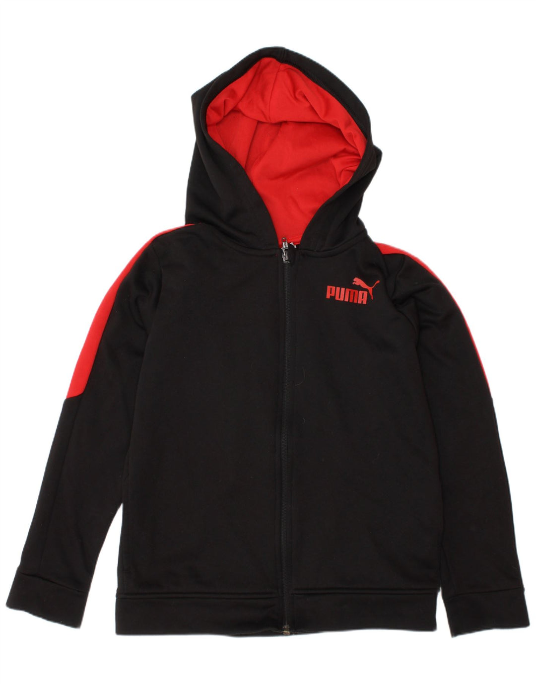 Πουλόβερ Puma Boys με κουκούλα με φερμουάρ 7-8 ετών Μαύρο Colourblock Πολυεστέρας