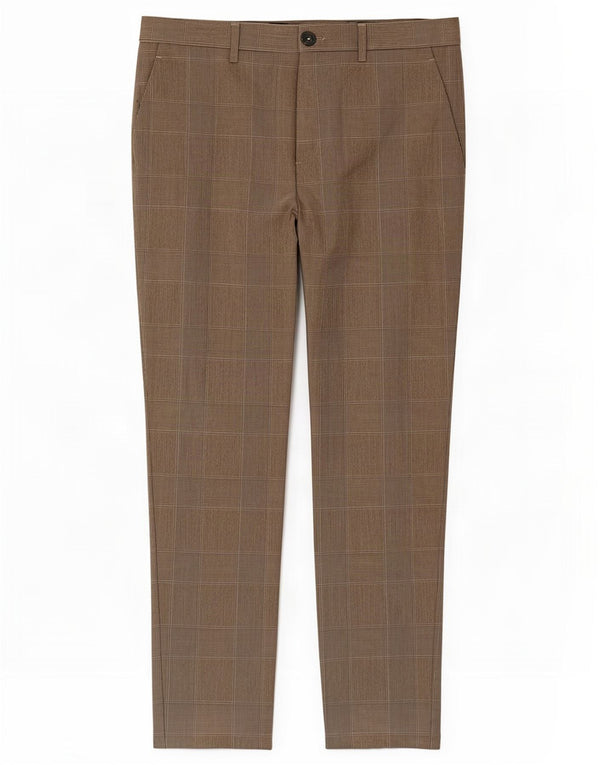 Zara Ανδρικό Slim παντελόνι Chino EU 42 Large W32 L29 Brown Houndstooth