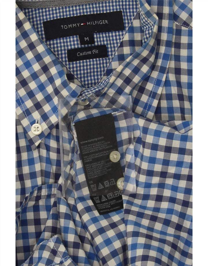 TOMMY HILFIGER Mens Custom Fit Short Sleeve Shirt Medium Blue Gingham Vintage Tommy Hilfiger and Second-Hand Tommy Hilfiger from Messina Hembry 