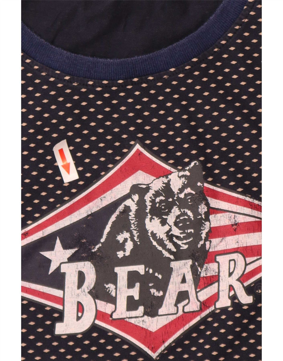 Ανδρικό Bear Graphic T-Shirt Top μεγάλο μπλε ναυτικό βαμβακερό με στίγματα
