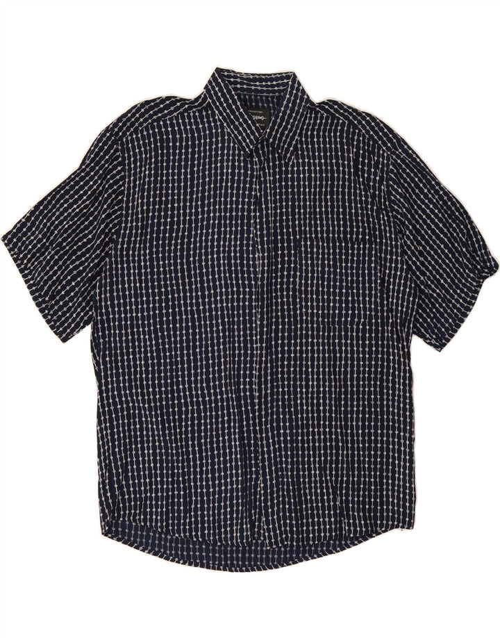 TIPO' S Mens Short Sleeve Shirt Medium Navy Blue Geometric Viscose Vintage Tipo' S and Second-Hand Tipo' S from Messina Hembry 