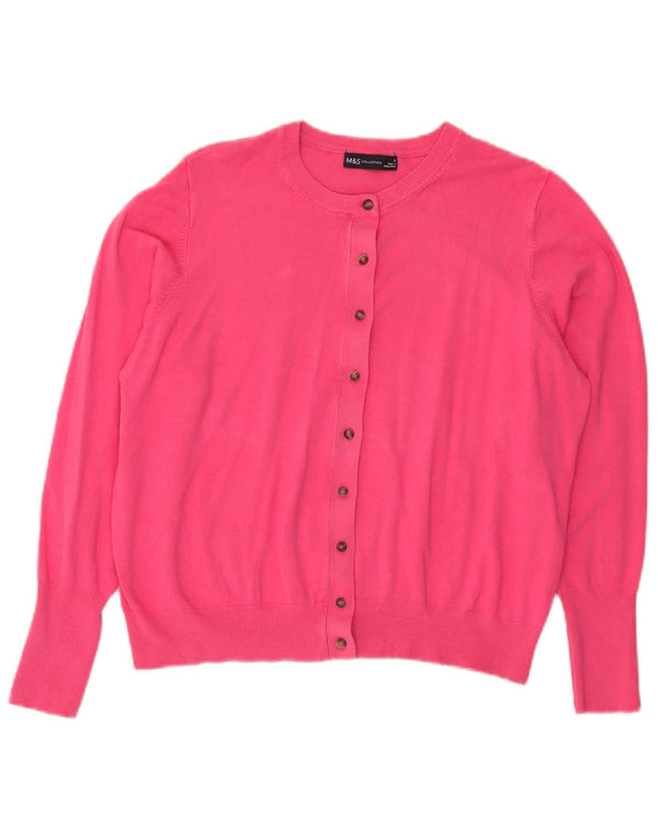 Marks & Spencer Womens Cardigan Sweater UK 18 XL Pink Viscose