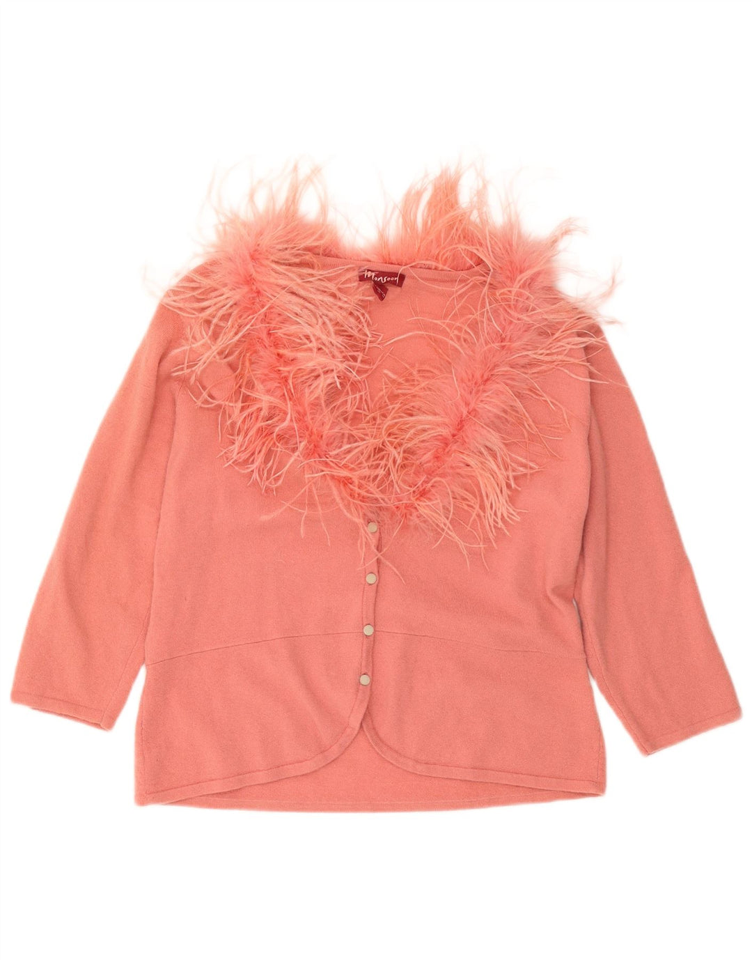 Monsoon γυναικείο πουλόβερ ζακέτα 3/4 μανίκι UK 18 XL ροζ μαλλί