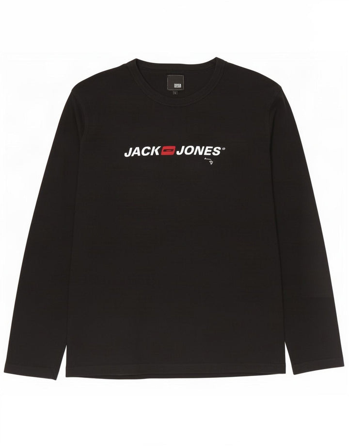 Jack & Jones Ανδρικό γραφικό τοπ μακρυμάνικο μεγάλο μαύρο βαμβακερό