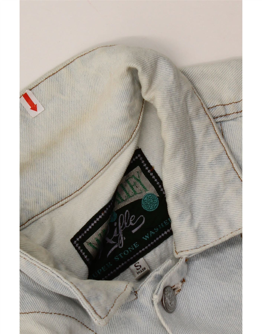 RIFLE Γυναικείο Crop Oversized Τζιν μπουφάν UK 10 Small Blue Cotton