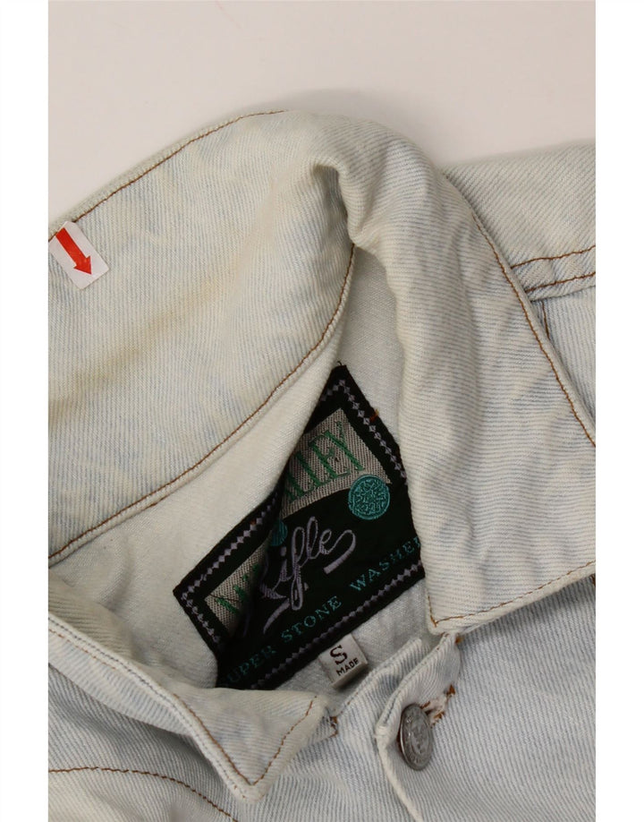 RIFLE Γυναικείο Crop Oversized Τζιν μπουφάν UK 10 Small Blue Cotton